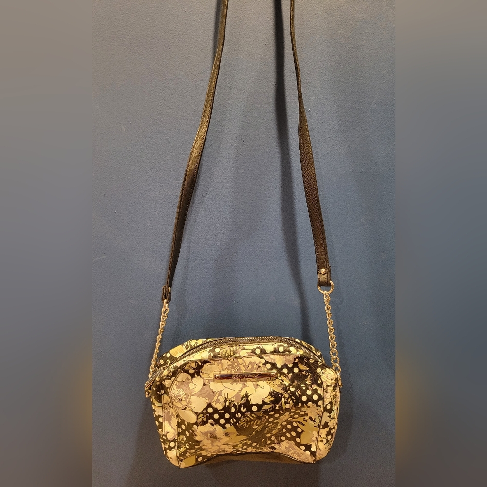 Betsey Johnson Green, Black & White Polka Dot Floral Crossbody Purse